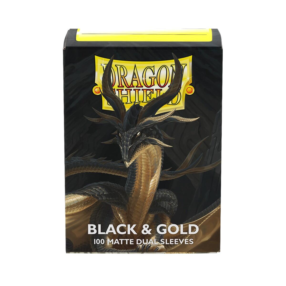 Dragon Shield Dual Matte Standard Sleeves - Black & Gold (100-Pack) - Dragon Shield Card Sleeves