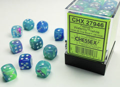 Festive Waterlily/white 12mm d6 Dice Block (36 dice) - Chessex