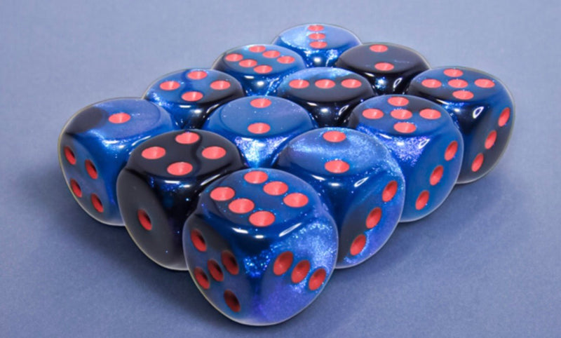 Gemini Black-Starlight/red 16mm d6 Dice Block (12 dice) - Chessex