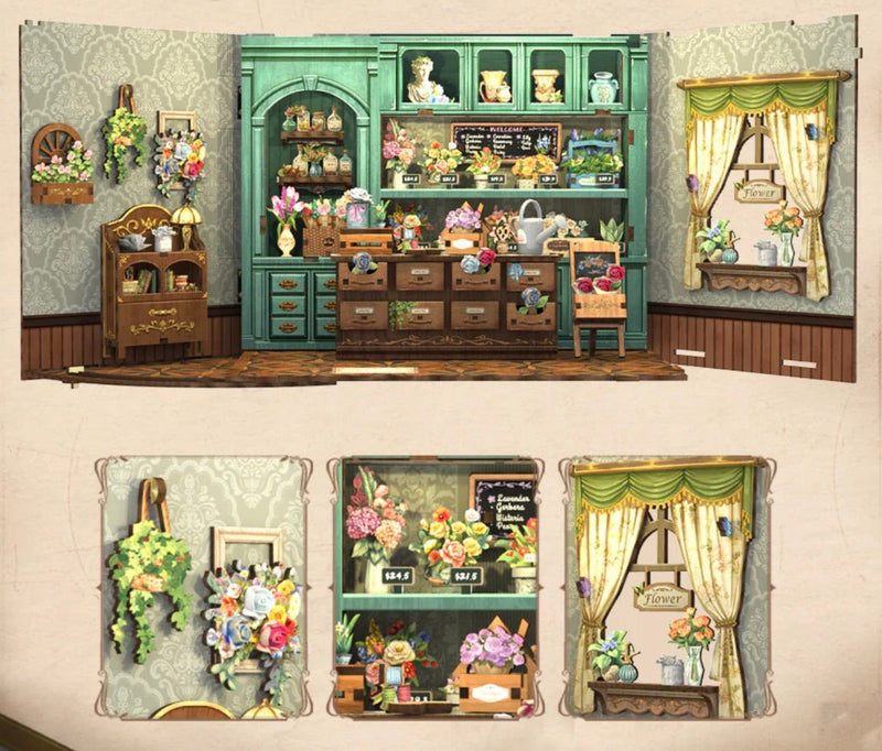 CUTEBEE DIY Book Nook Kit - Blossom Florists - Cutebee