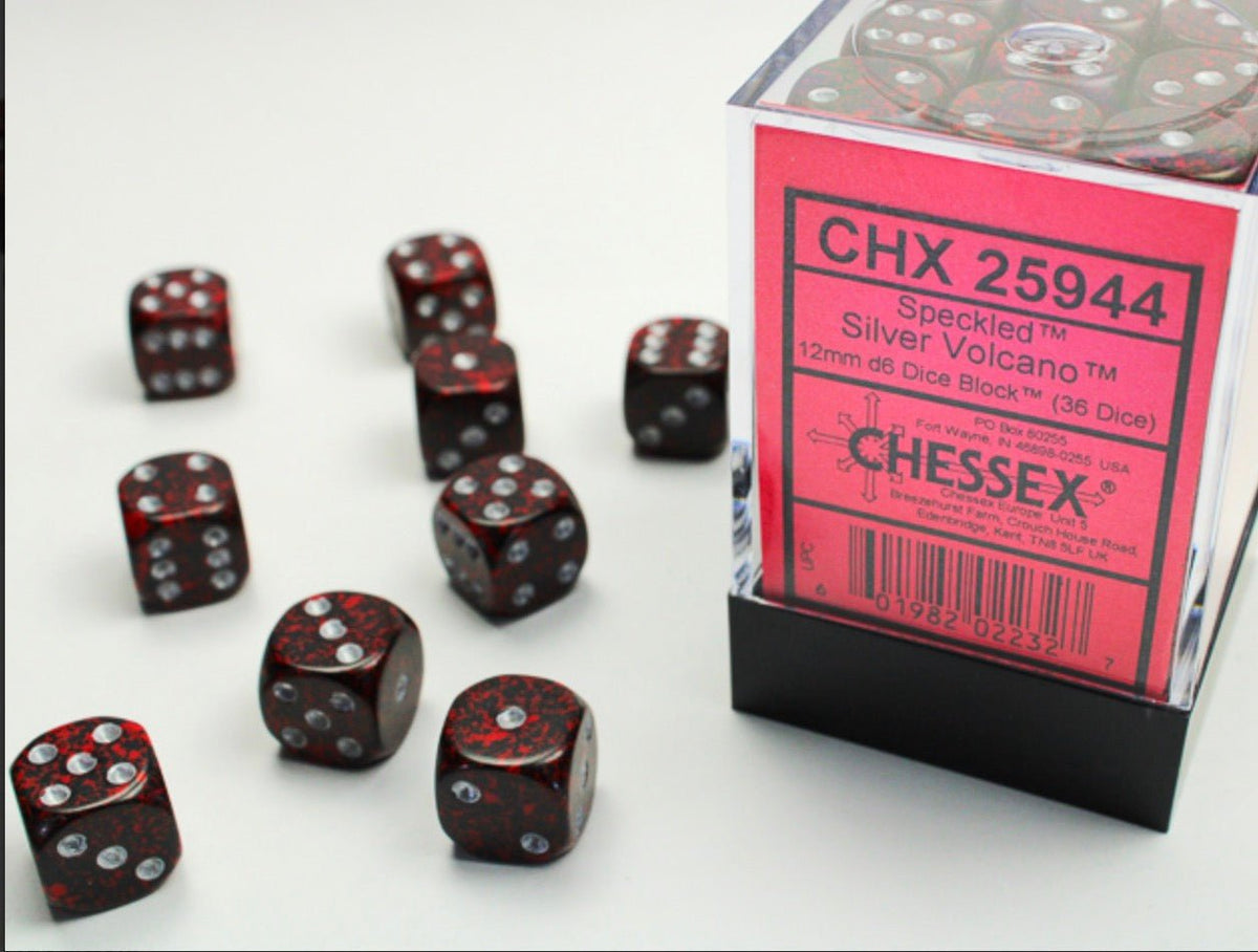 Speckled Silver Volcano 12mm d6 Dice Block (36 dice) - Chessex