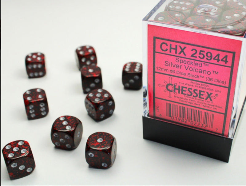 Speckled Silver Volcano 12mm d6 Dice Block (36 dice) - Chessex