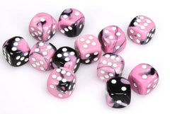 Gemini® 16mm d6 Black-Pink/white Dice Block™ (12 dice) - Chessex