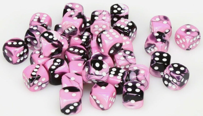 Gemini Black-Pink/white 12mm d6 Dice Block (36 dice) - Chessex