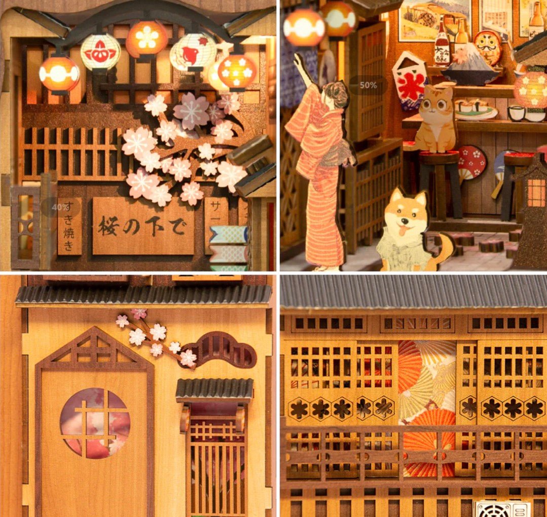 CUTEBEE DIY Book Nook Kit - Under the Sakura Tree - Cutebee