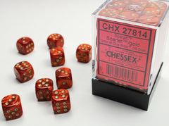 Scarab Scarlet/gold 12mm d6 Dice Block (36 dice) - Chessex