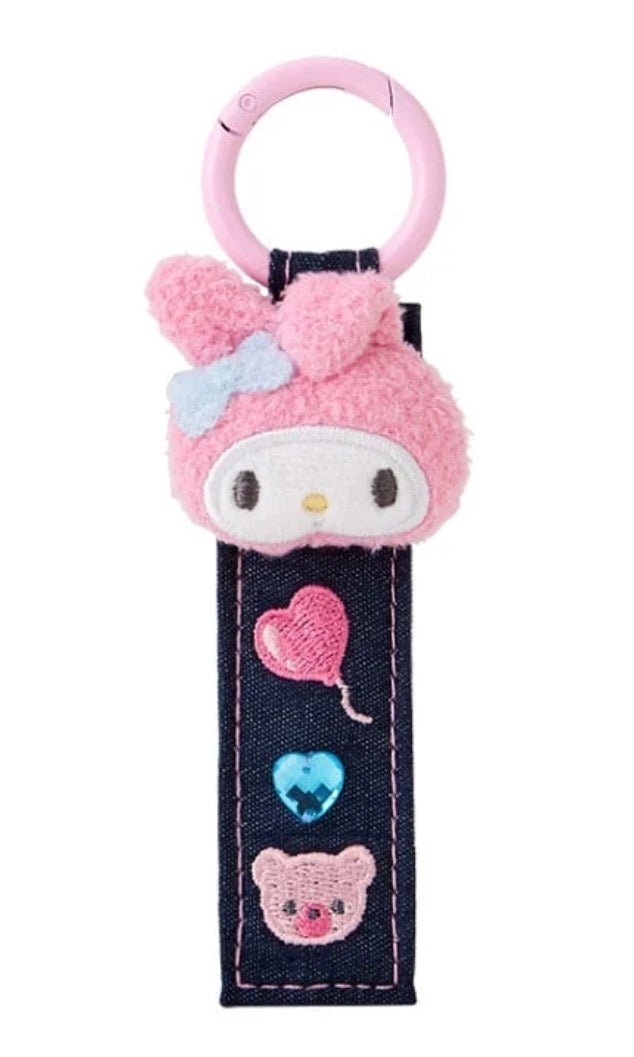 My Melody Logo Keychain (Denim Patch Series) - Sanrio
