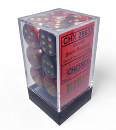 Gemini Black-Red/gold 16mm d6 Dice Block (12 dice) - Chessex